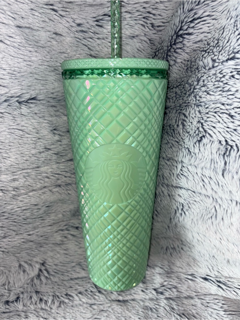 Starbucks Mint Green Textured Cold Cup with Straw